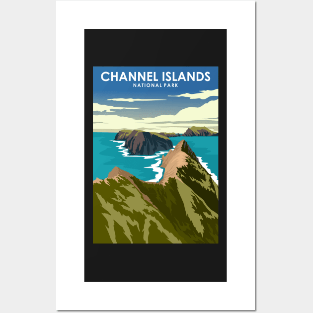 Channel Islands National Park Vintage Minimal Retro Travel Poster Wall Art by jornvanhezik